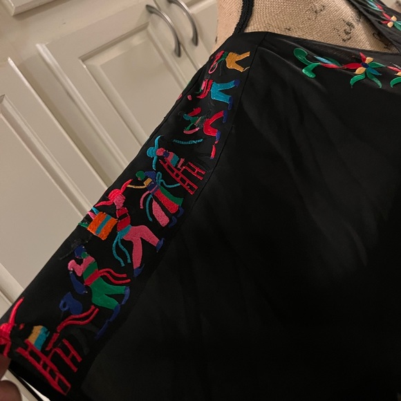 Roja one size black embroidered poncho top - Picture 2 of 5